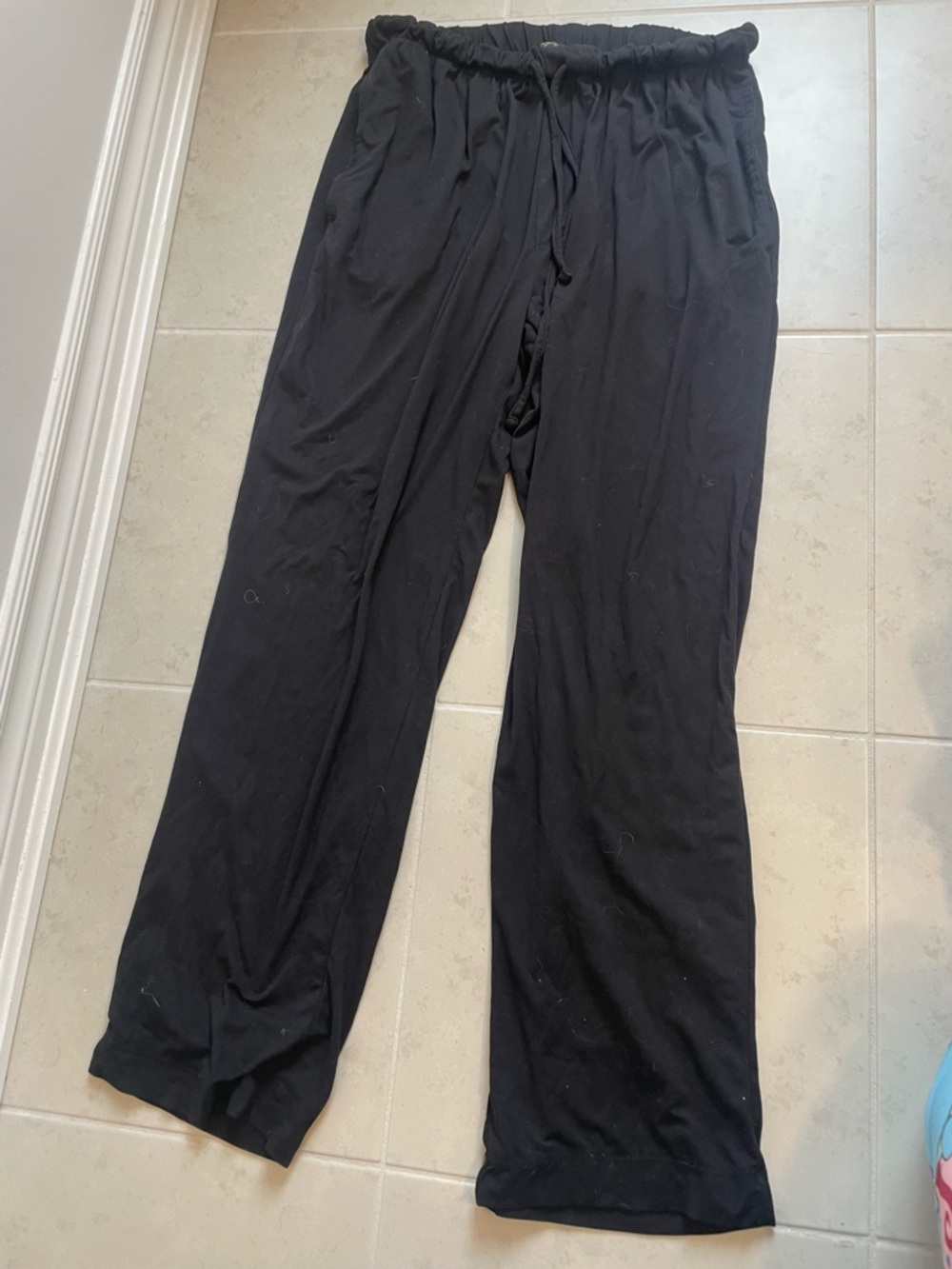 Black Lounge Pants with Drawstring Waist